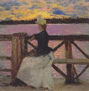 Akseli Gallen-Kallela Marie Gallen at the Kuhmoniemi-bridge oil